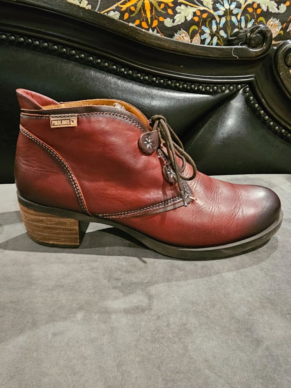 Pikolinos Women's Red Mahogany Lace up Leather Upper Ankle Boots Size 42 or 11 - Picture 8 of 8